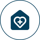 House icon with heart and cross